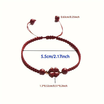 Pulsera Trébol Rojo · Cordón Trenzado