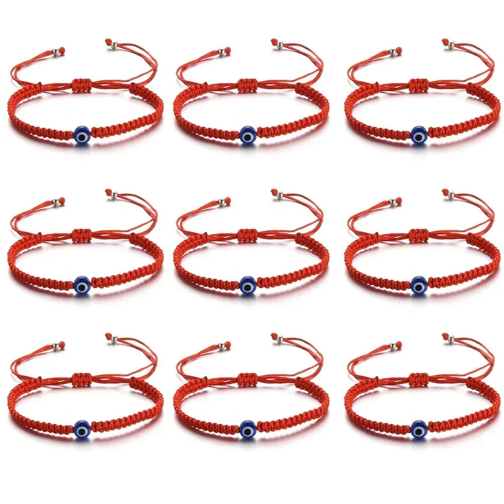 2/12 pçs artesanal turco sorte mau olhado pulseiras para mulheres homens olhos azuis trançado corda vermelha sorte pulseira amizade jóias