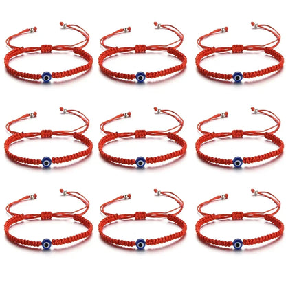 2/12 pçs artesanal turco sorte mau olhado pulseiras para mulheres homens olhos azuis trançado corda vermelha sorte pulseira amizade jóias