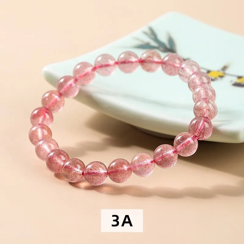 Jd 3a natural brasil morango quartzo pulseiras moda feminina cristal vermelho claro redondo contas amantes strand bangles jóias
