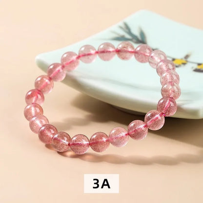 Jd 3a natural brasil morango quartzo pulseiras moda feminina cristal vermelho claro redondo contas amantes strand bangles jóias