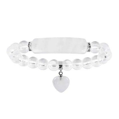 Fluorita Natural Rosa Cristal Quartzo Pulseira, Reiki Dangle, Contas Redondas, Pulseiras de Pedra, Coração do Amor, Jóias para Mulheres, Meninas, Homens