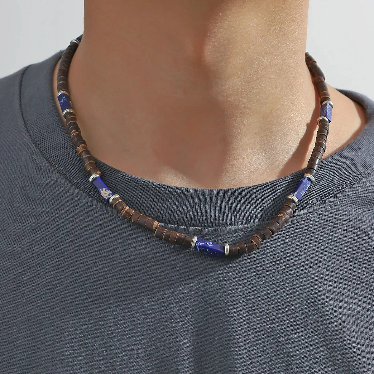 Pulseira de couro boêmio masculina, pulseira tecida à mão, pulseira de contas de madeira para homens, pulseira com pingente, joias masculinas