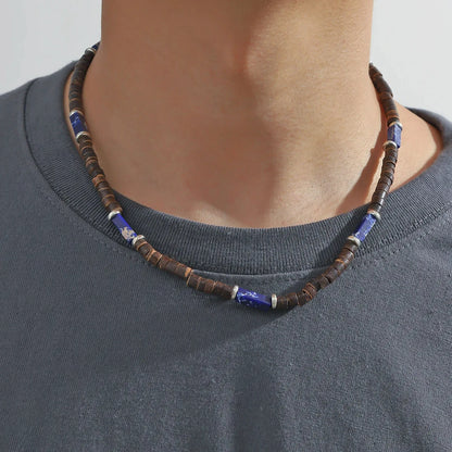 Pulseira de couro boêmio masculina, pulseira tecida à mão, pulseira de contas de madeira para homens, pulseira com pingente, joias masculinas