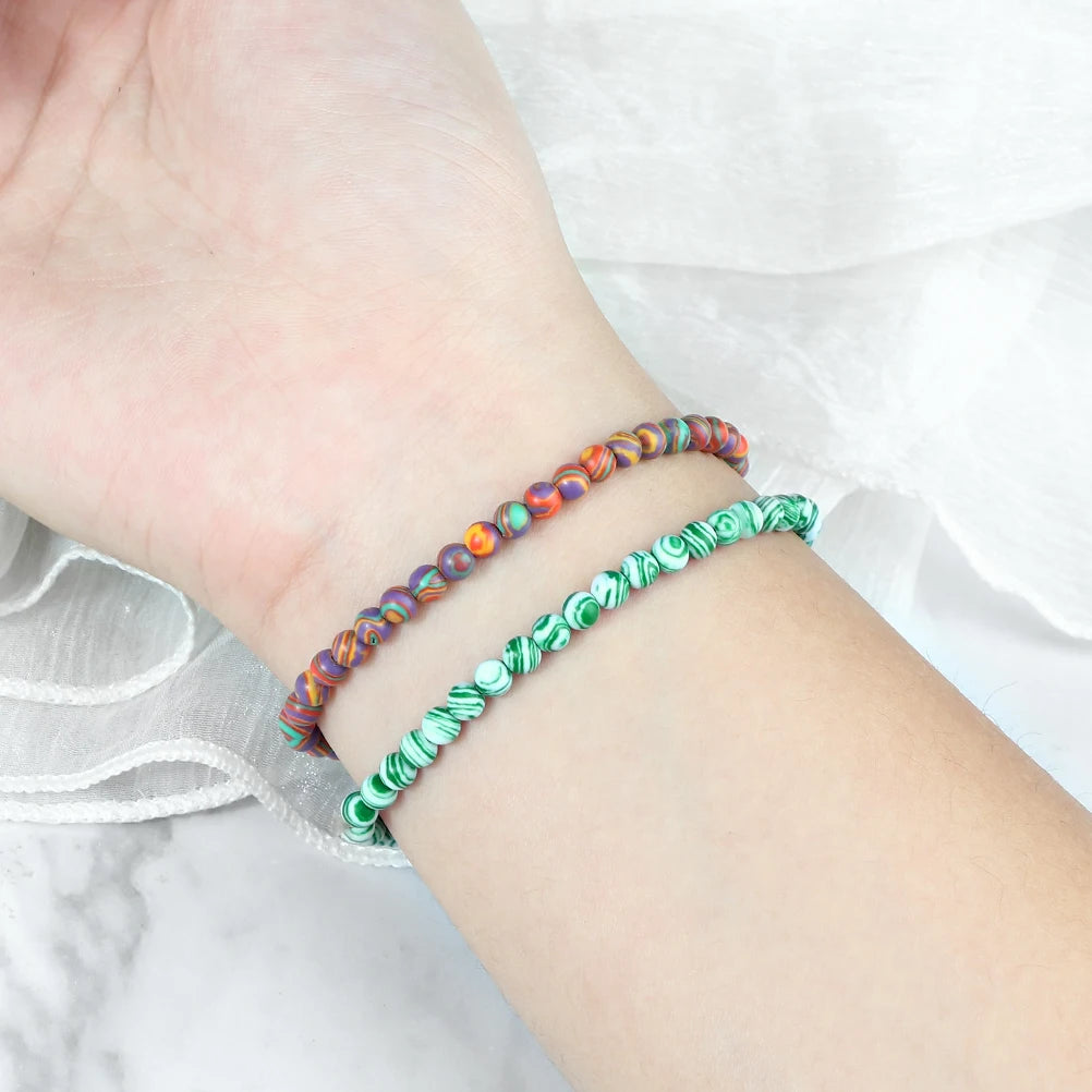 Pulsera de cuentas de piedra de 4 mm
