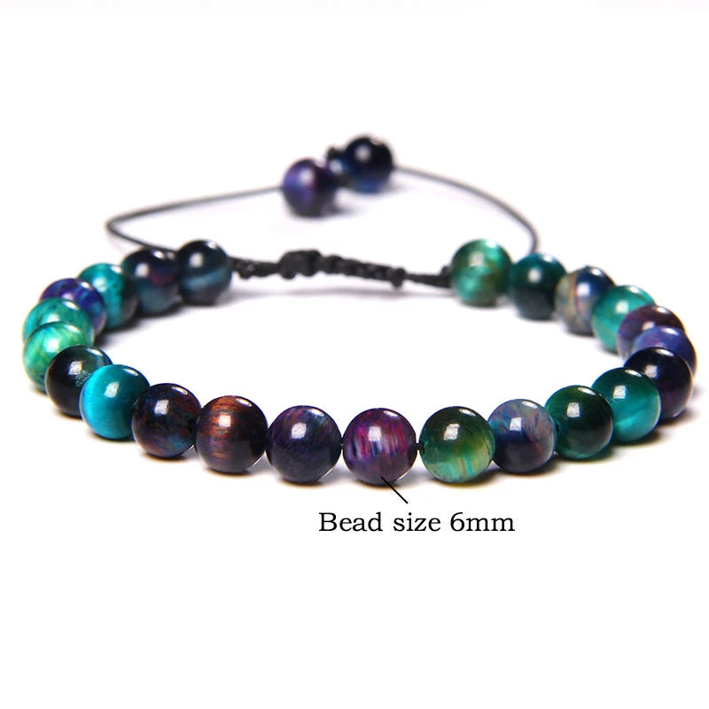 Pulsera trenzada de ojo de tigre azul