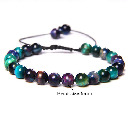 Pulsera trenzada de ojo de tigre azul
