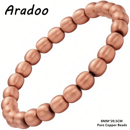 Pulseira de contas de cobre puro ARADOO para mulheres e homens, presentes de joias
