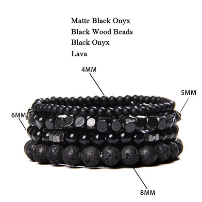 Conjunto de pulseras de cuentas y cuero