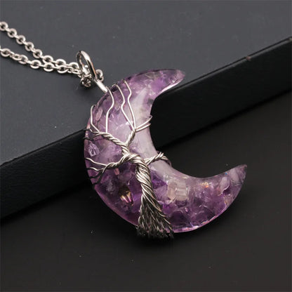 Colgante luna Árbol de la Vida de cristal
