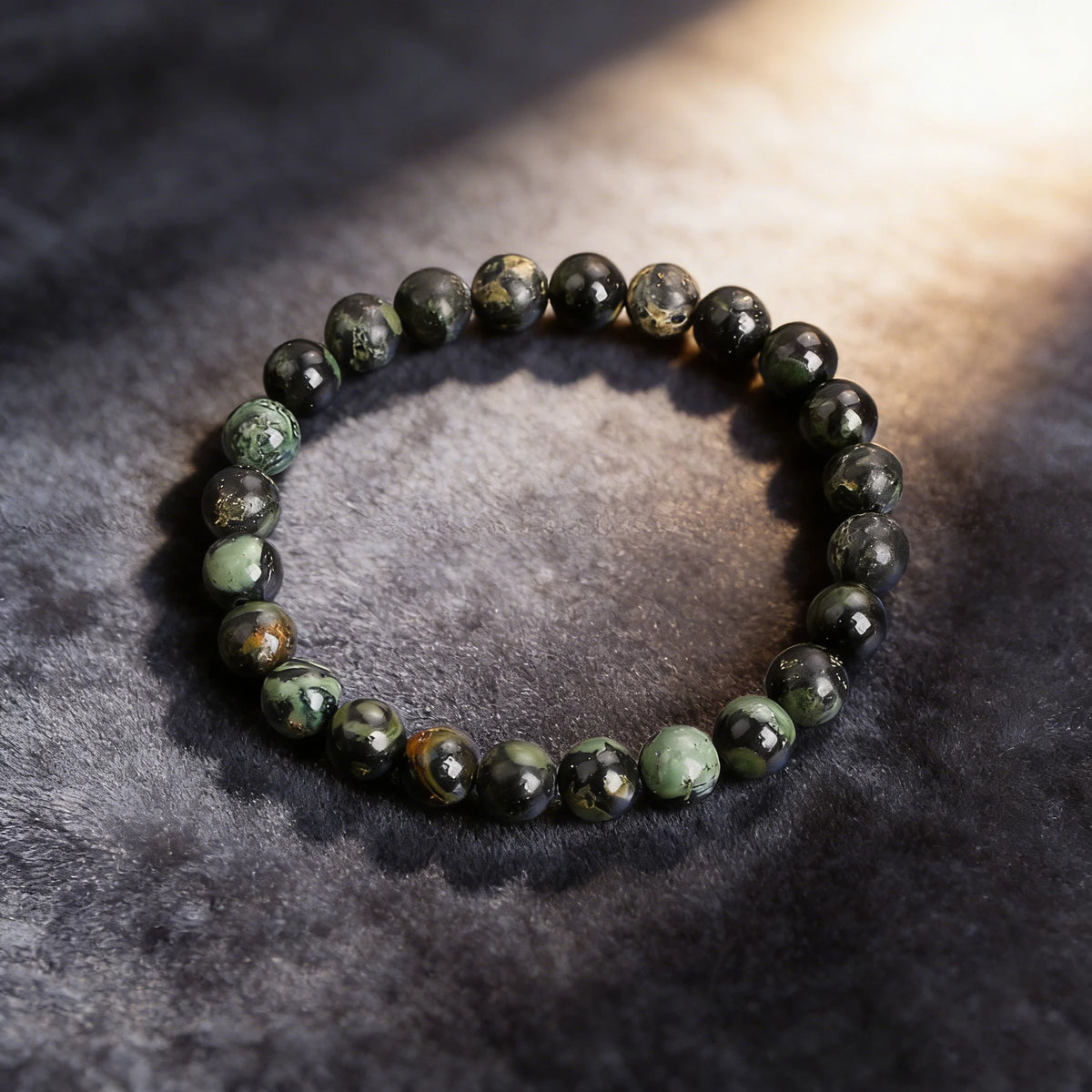 Pulsera Bosque · Cuentas Veteadas