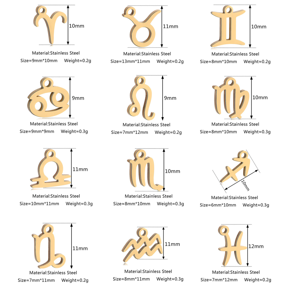 Dijes Zodiaco · Lote de Cinco