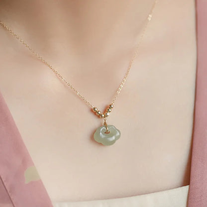 Colares de prata esterlina 925 para mulheres, com pingente de jade, cor dourada, corrente ajustável, joias de luxo, presente romântico.