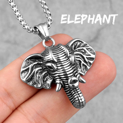 Colares longos masculinos de elefante, pingentes de estilo punk para homens, jóias em aço inoxidável para criatividade