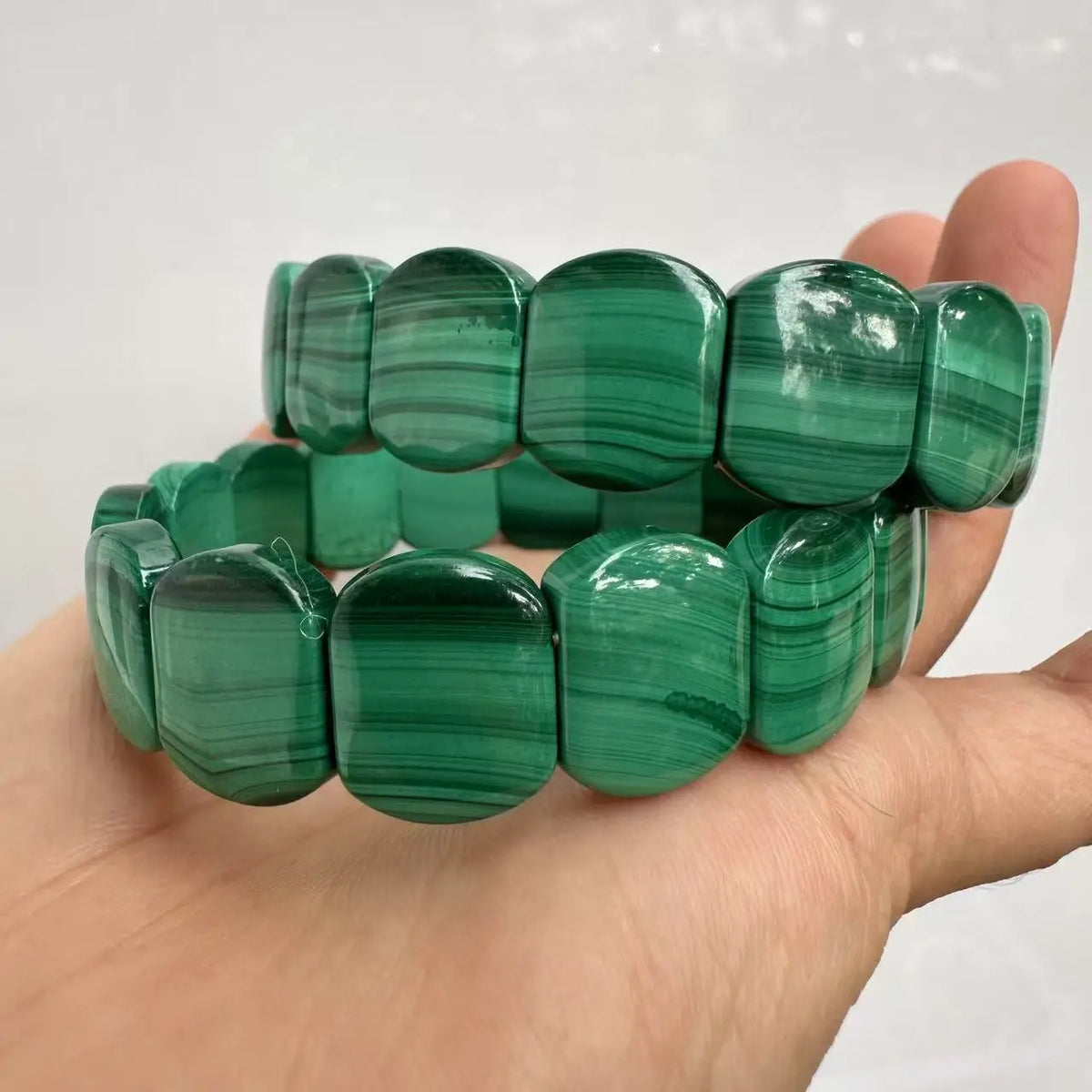 Genuíno a ++ natural verde malaquita contas pulseira para homens e mulheres presente do dia dos namorados atacado