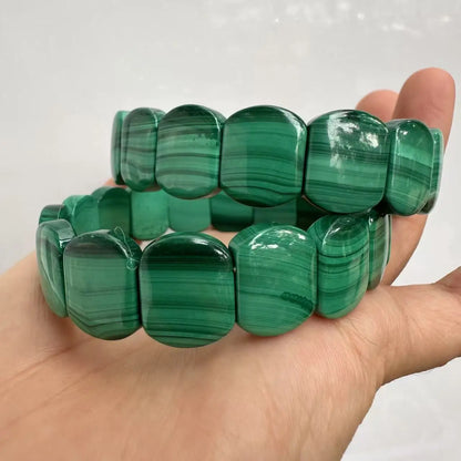 Genuíno a ++ natural verde malaquita contas pulseira para homens e mulheres presente do dia dos namorados atacado