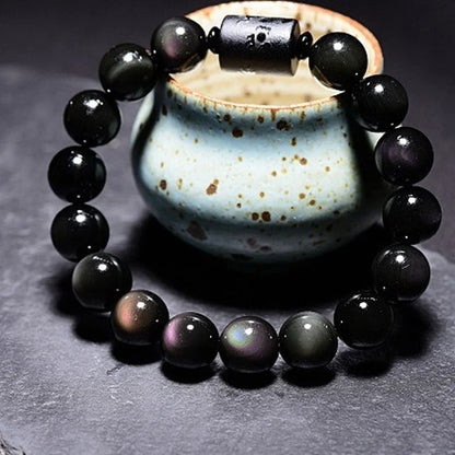 Pulsera de obsidiana con dragón y fénix