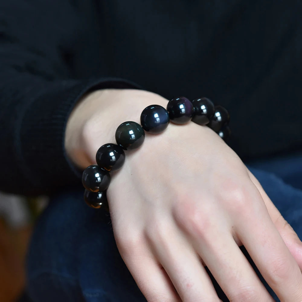 Pulsera budista de obsidiana arcoíris