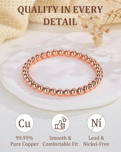 Pulseira de contas de cobre puro ARADOO para mulheres e homens, presentes de joias