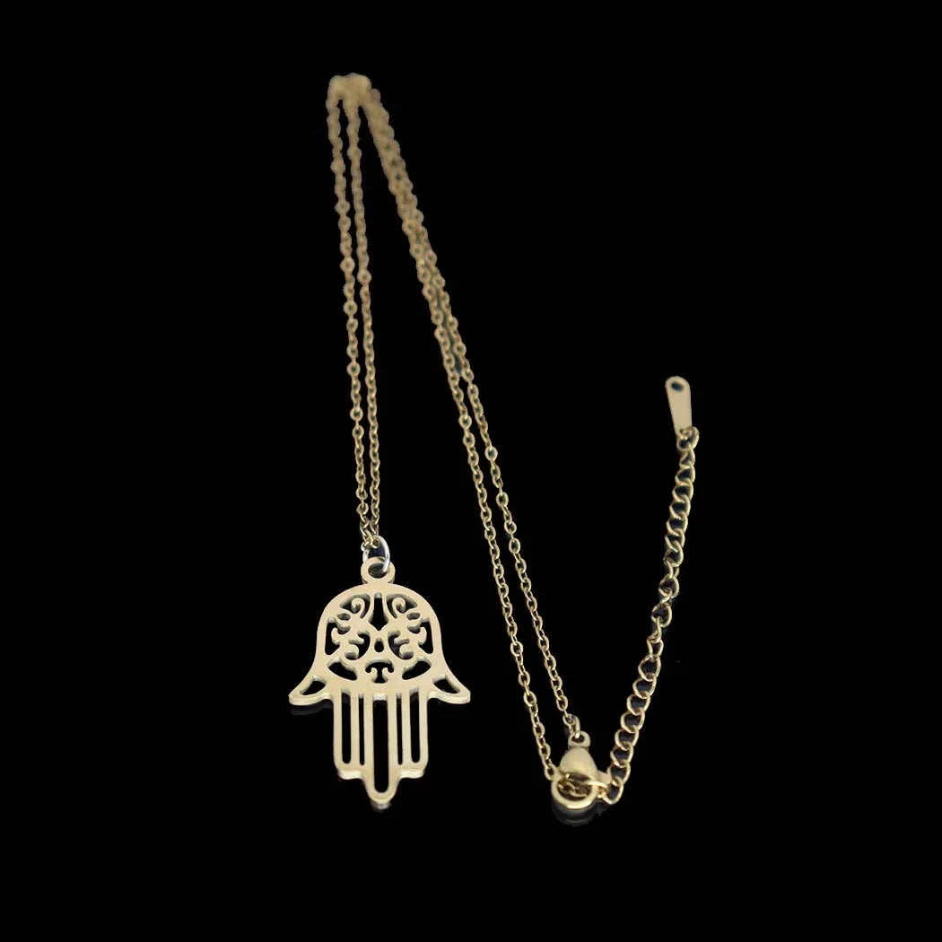 Moda aço inoxidável palma pingente colar Hamsa palma versátil pingente clavícula corrente acessórios femininos