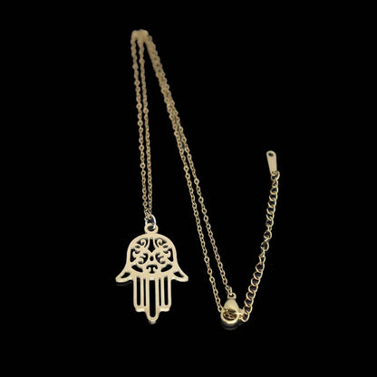 Moda aço inoxidável palma pingente colar Hamsa palma versátil pingente clavícula corrente acessórios femininos