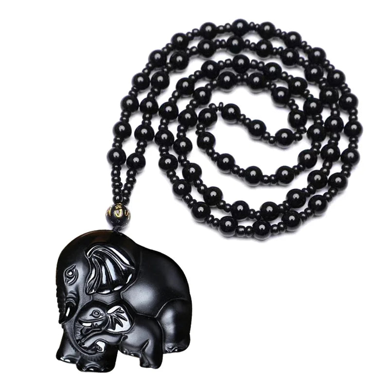 Collar de elefante de obsidiana
