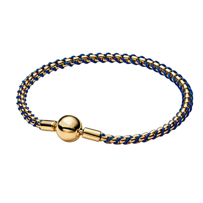 Pulseira de corrente elíptica aberta, trançada, com design de arco-íris, em prata esterlina 925, para mulheres, ideal para festas e casamentos, joia fina.