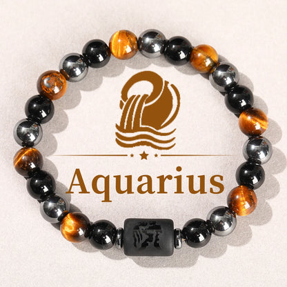 Jd signo do zodíaco pulseira homme 12 constelação pedra natural pulseiras gemini virgem leo libra pulseira feminino masculino amizade presente