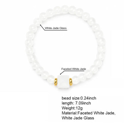 Pulseira de Jade Branco para Mulheres, Energia Curativa, Contas Artesanais, Joias Femininas para Verão e Outono