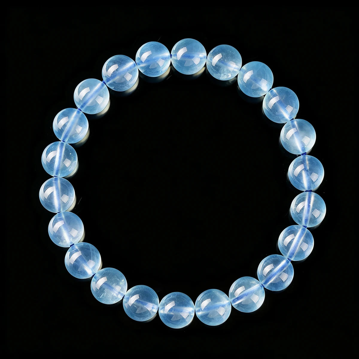 Pulseira de Contas de Água-Marinha Azul Translúcida Natural 8A, Joia de Pedra Semipreciosa para Cura, Paz e Proteção