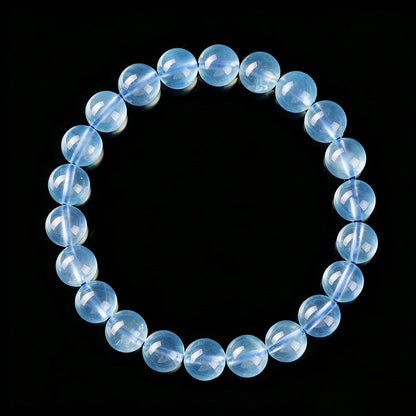Pulseira de Contas de Água-Marinha Azul Translúcida Natural 8A, Joia de Pedra Semipreciosa para Cura, Paz e Proteção
