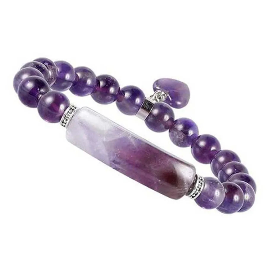 Fluorita Natural Rosa Cristal Quartzo Pulseira, Reiki Dangle, Contas Redondas, Pulseiras de Pedra, Coração do Amor, Jóias para Mulheres, Meninas, Homens