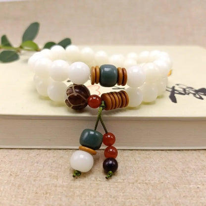 Natural Branco Bodhi Raiz Pulseira de Contas para Mulheres, Lotus Mala, Oração de Cura, Jóias, Design Original, 108