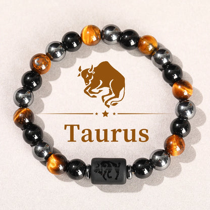 Jd signo do zodíaco pulseira homme 12 constelação pedra natural pulseiras gemini virgem leo libra pulseira feminino masculino amizade presente