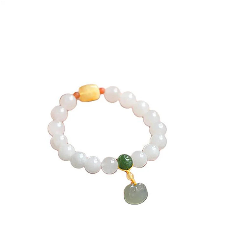 Elegante pingente ajustável pulseiras moda amizade jóias presentes hetian branco jade buda contas mão corda para mulher