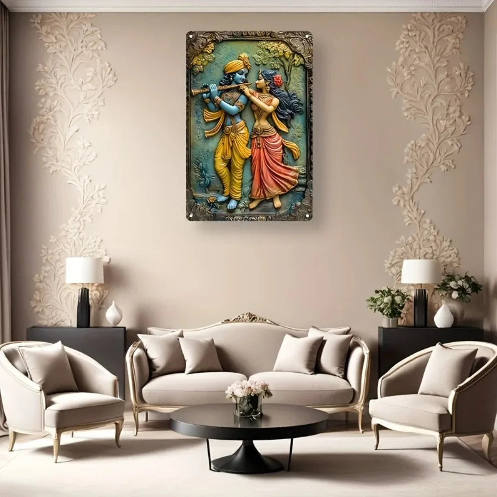 Cuadro Krishna y Radha · Impresión Vertical