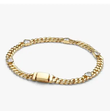Pulseira de corrente elíptica aberta, trançada, com design de arco-íris, em prata esterlina 925, para mulheres, ideal para festas e casamentos, joia fina.