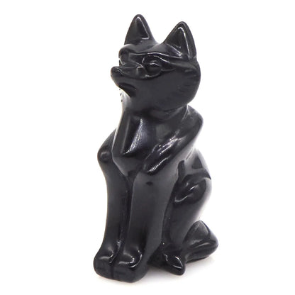 Estátua de raposa natural, quartzo rosa, preto, prata, obsidiana, cristal de quartzo transparente, pedra de cura esculpida, estatueta de animal, decoração de casa, artesanato