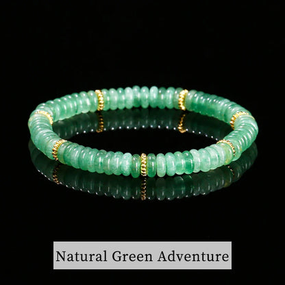 Jd pedra natural verde aventurina rosa quartzo espaçador plano contas pulseira mulheres homens bohe pulseiras elásticas cura presente da amizade