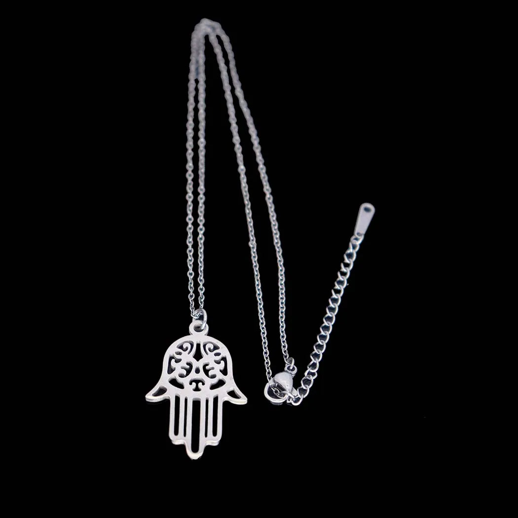 Moda aço inoxidável palma pingente colar Hamsa palma versátil pingente clavícula corrente acessórios femininos