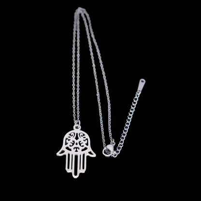 Moda aço inoxidável palma pingente colar Hamsa palma versátil pingente clavícula corrente acessórios femininos
