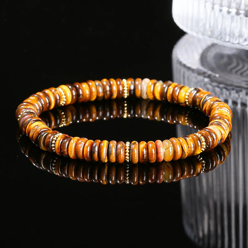 Pedra natural verde aventurina rosa quartzo plana espaçador contas pulseira feminino masculino cura espiritual pulseira elástica jóias presente