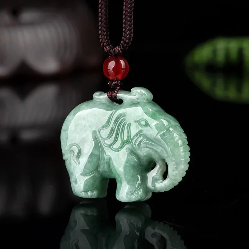 Pingente de elefante de jade bur, colar de pedra esmeralda natural, joias de j, charmasculino, pedras preciosas verdes