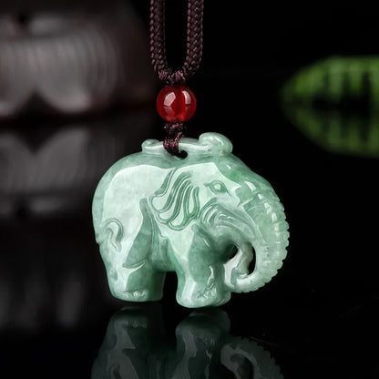 Pingente de elefante de jade bur, colar de pedra esmeralda natural, joias de j, charmasculino, pedras preciosas verdes
