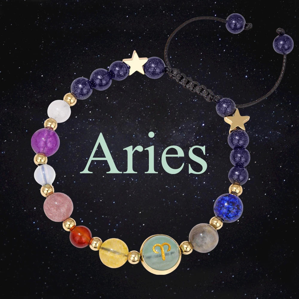 Pulsera Astral: Signos del Zodiaco. Diseño y acabado de la pieza mostrada.