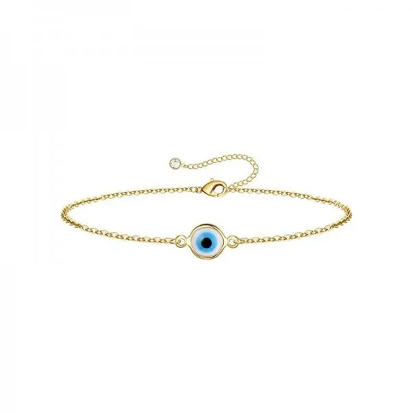 Luxo cor de ouro zircão mau olho azul pulseira moda sorte jóias feminino presente ajustável feito à mão