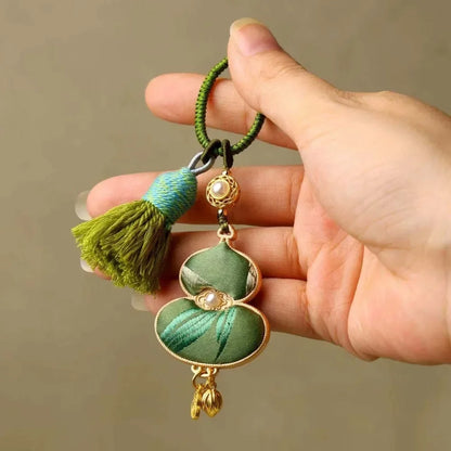 Pingente de cabaça brocado feito à mão bênção estilo chinês tecido borla saco pingente tradicional boa sorte pendurado ornamentos presentes