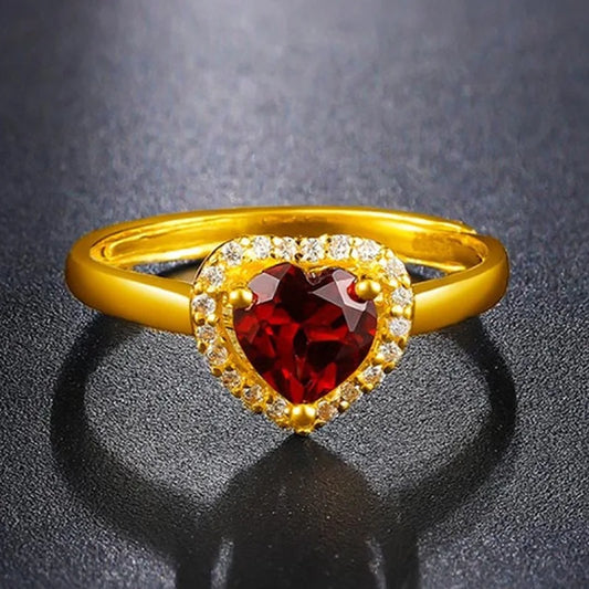Anillo ajustable con cristal de color