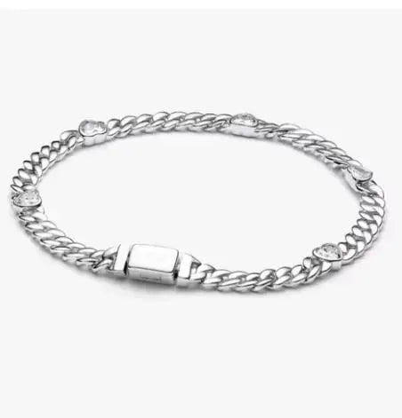 Pulseira de corrente elíptica aberta, trançada, com design de arco-íris, em prata esterlina 925, para mulheres, ideal para festas e casamentos, joia fina.