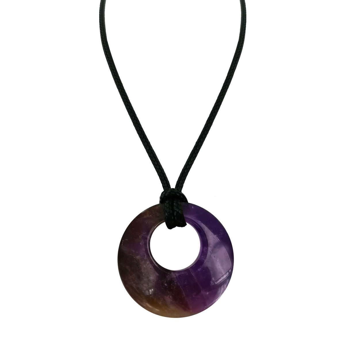 28mm círculo donut cura cristais colar natural semi-precioso chakra pedra preciosa amuleto moeda da sorte donuts charme proteção